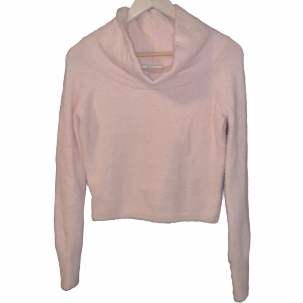F21 Pastel Pink Soft Fuzzy Cowl Neck Sweater